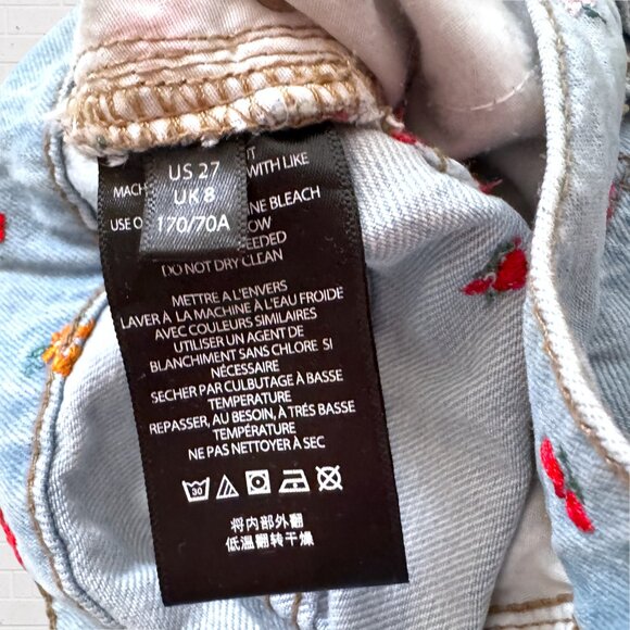 BDG Urban Outfitters High Rise Loose Baggy Wide Leg Embroidered Denim Jeans 27 - Picture 5 of 8